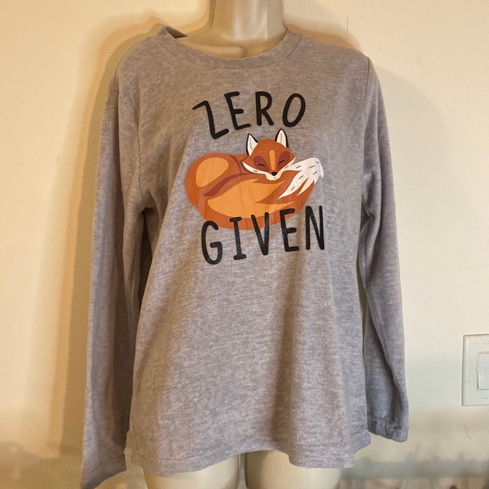 Bobbie Brooks “Zero Fox Given” Long Sleeve Top & Matching Pants Set Sz M NWOT